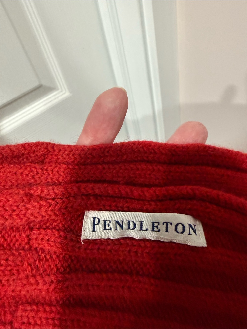 Pendleton Red Ribbed Knit Scarf - Picture 3 of 4